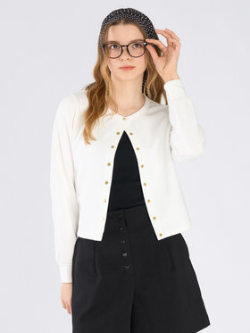 To b. by agnès b. コットン フレンチ テリー パフ カーディガン ホワイト