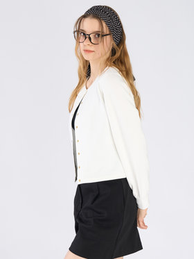 To b. by agnès b. コットン フレンチ テリー パフ カーディガン ホワイト