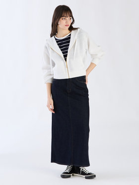 To b. by agnès b. メッシュ ニット ミニフーディー ホワイト