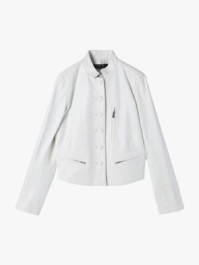 FEMME ウィメンズ レザー スタンドカラー ジャケット ”Tambourin” ホワイト