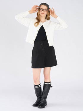 To b. by agnès b. コットン フレンチ テリー パフ カーディガン ホワイト