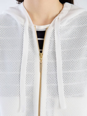 To b. by agnès b. メッシュ ニット ミニフーディー ホワイト