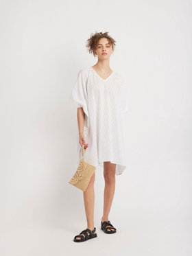 FEMME ウィメンズ コットン Vネック ポンチョ "Maina" ホワイト