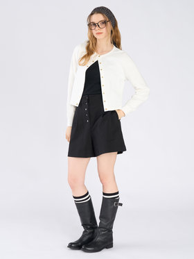 To b. by agnès b. コットン フレンチ テリー パフ カーディガン ホワイト