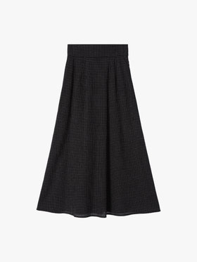To b. by agnès b. 【Outlet】モノトーン チェック コットン リネン ロングスカート ブラック×ホワイト