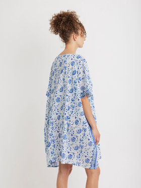 FEMME ウィメンズ コットン ボートネック ポンチョ "Enora" ブルー系その他