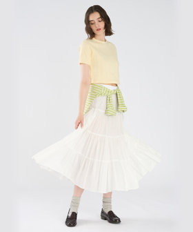 To b. by agnès b. アイレット コットン ジャージー コンパクト 半袖 Tシャツ イエロー