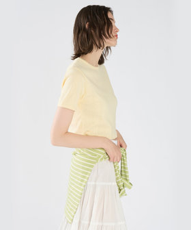 To b. by agnès b. アイレット コットン ジャージー コンパクト 半袖 Tシャツ イエロー