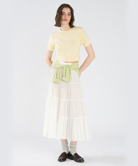 To b. by agnès b. アイレット コットン ジャージー コンパクト 半袖 Tシャツ イエロー