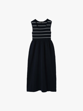 To b. by agnès b. 【Outlet】ノースリーブ ロング ニット ワンピース ネイビー×レッド