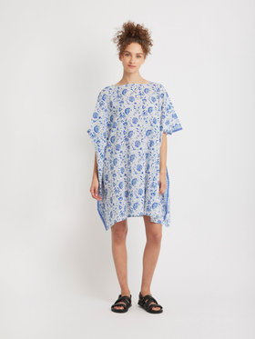 FEMME ウィメンズ コットン ボートネック ポンチョ "Enora" ブルー系その他