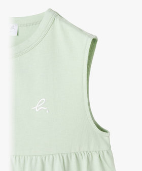ENFANT ガールズ キッズ "b." ロゴ コットン ノースリーブ ワンピース グリーン