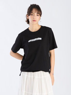 To b. by agnès b. 【Outlet】オーガニックコットン メッセージ Tシャツ "j'adore paris" ブラック