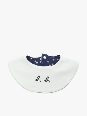 ENFANT ベビー ベビー ”b.b.”ロゴ 刺繍 プリント コットン リバーシブル スタイ ネイビー