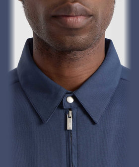 HOMME メンズ メンズ コットン 長袖 ジップシャツ "Metro" ブルー系その他