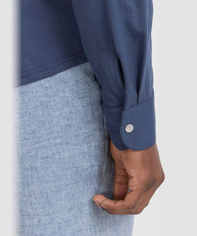 HOMME メンズ メンズ コットン 長袖 ジップシャツ "Metro" ブルー系その他