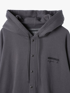 HOMME メンズ agnes b. x NH スウェットスナップフーディー グレー