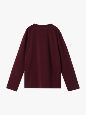 HOMME メンズ メンズ ロゴ プリント コットン 長袖 Tシャツ ”Christof” ボルドー