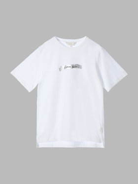 To b. by agnès b. 【Outlet】オーガニックコットン メッセージ Tシャツ "j'adore paris" ホワイト