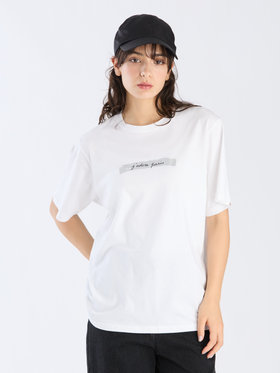 To b. by agnès b. 【Outlet】オーガニックコットン メッセージ Tシャツ "j'adore paris" ホワイト