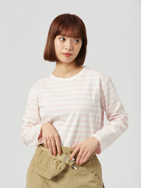 FEMME ウィメンズ J008 TS ボーダーTシャツ ホワイト×ピンク