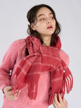 To b. by agnès b. 【Outlet】ボーダー マフラー ピンク