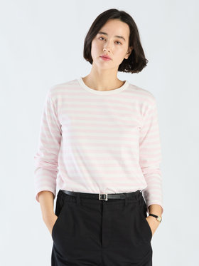 FEMME ウィメンズ J008 TS ボーダーTシャツ ホワイト×ピンク