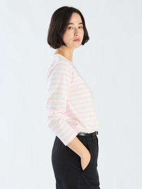 FEMME ウィメンズ J008 TS ボーダーTシャツ ホワイト×ピンク