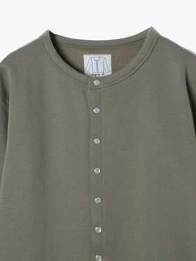 HOMME メンズ メンズ オーガニックコットン メルトン 長袖 カーディガンプレッション ”Nacre”  [Made in France] グリーン系その他