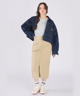 To b. by agnès b. ストレッチ チノ ジップ タイトスカート ベージュ