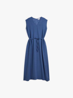 FEMME ウィメンズ 【Outlet】ガーゼ調コットン Vネック ノースリーブ ロングワンピース "Volubilis" ブルー