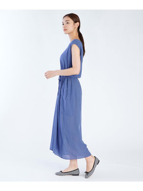 FEMME ウィメンズ 【Outlet】ガーゼ調コットン Vネック ノースリーブ ロングワンピース "Volubilis" ブルー