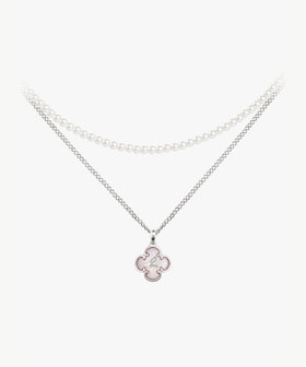 FEMME ウィメンズ "b. "ロゴ フラワーモチーフ パール ネックレス "Garden Breeze" シルバー