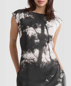 FEMME ウィメンズ フォトプリント コットン ノースリーブ ワンピース "Cap D’Antibes" マルチ