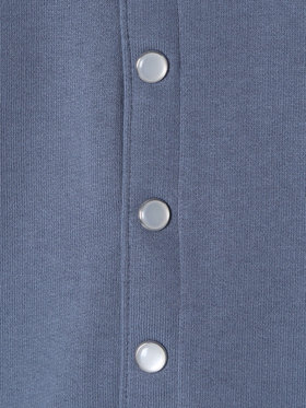 HOMME メンズ メンズ オーガニックコットン メルトン 長袖 カーディガンプレッション "Nacre"  [Made in France] グレー