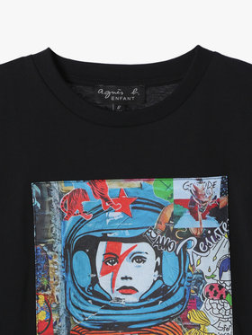 ENFANT ユニセックス キッズ オーガニックコットン プリント 半袖 アーティスト Tシャツ "Britt" ブラック