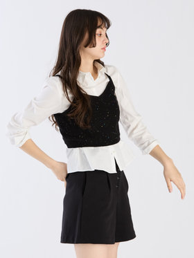 To b. by agnès b. 【Outlet】スパングルニットキャミ ブラック