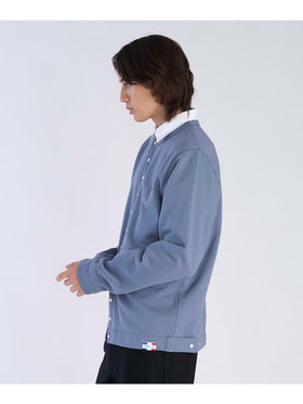 HOMME メンズ メンズ オーガニックコットン メルトン 長袖 カーディガンプレッション "Nacre"  [Made in France] グレー