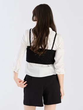 To b. by agnès b. 【Outlet】スパングルニットキャミ ブラック