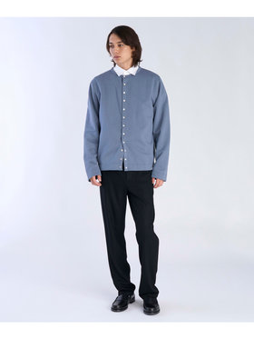 HOMME メンズ メンズ オーガニックコットン メルトン 長袖 カーディガンプレッション "Nacre"  [Made in France] グレー