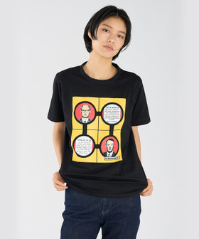 FEMME ウィメンズ プリント コットン 半袖 アーティスト Tシャツ "Gilbert & George" ブラック