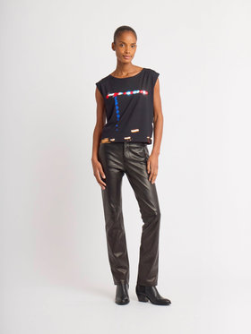 FEMME ウィメンズ フォトプリント ボートネック ノースリーブ Tシャツ ”Grue nuit” マルチ