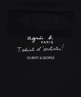 FEMME ウィメンズ プリント コットン 半袖 アーティスト Tシャツ "Gilbert & George" ブラック