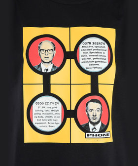 FEMME ウィメンズ プリント コットン 半袖 アーティスト Tシャツ "Gilbert & George" ブラック