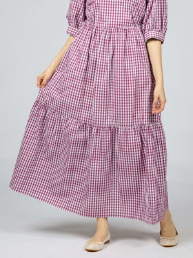 To b. by agnès b. 【Outlet】ギンガムリップルチェックスカート パープル