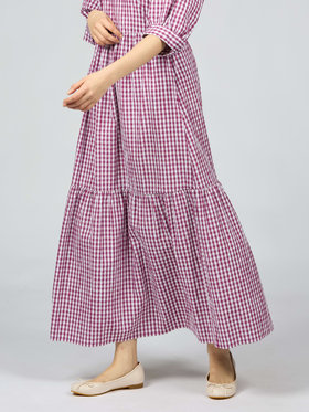 To b. by agnès b. 【Outlet】ギンガムリップルチェックスカート パープル
