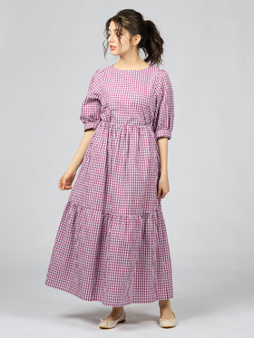 To b. by agnès b. 【Outlet】ギンガムリップルチェックスカート パープル