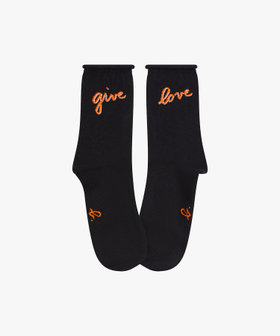 FEMME ウィメンズ メッセージ ソックス "Give love" オレンジ系その他