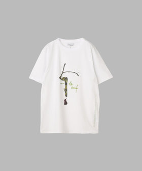 FEMME ウィメンズ アイコニック プリント コットン 半袖 Tシャツ "Point d'Ironie" ホワイト
