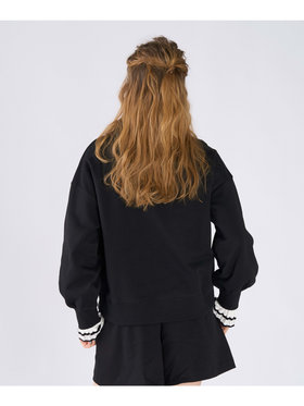 To b. by agnès b. WEB限定 ロゴ コットン ボリュームスリーブ スウェットプルオーバー ブラック